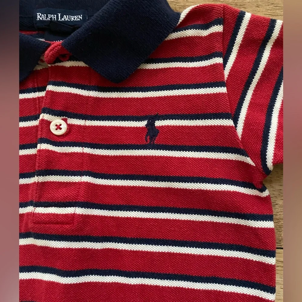 Vintage Polo Ralph‎ Lauren Infant Sz S 3-6 mo Striped Mesh Knit Romper